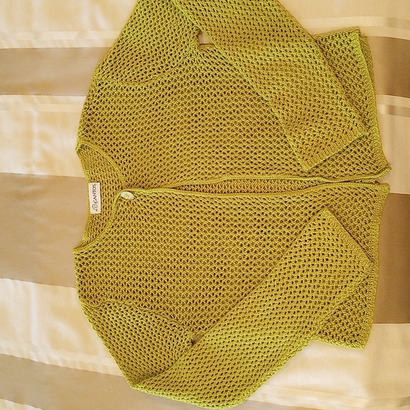 Gantos Sweaters - Lime Crochet Cardigan Sweater